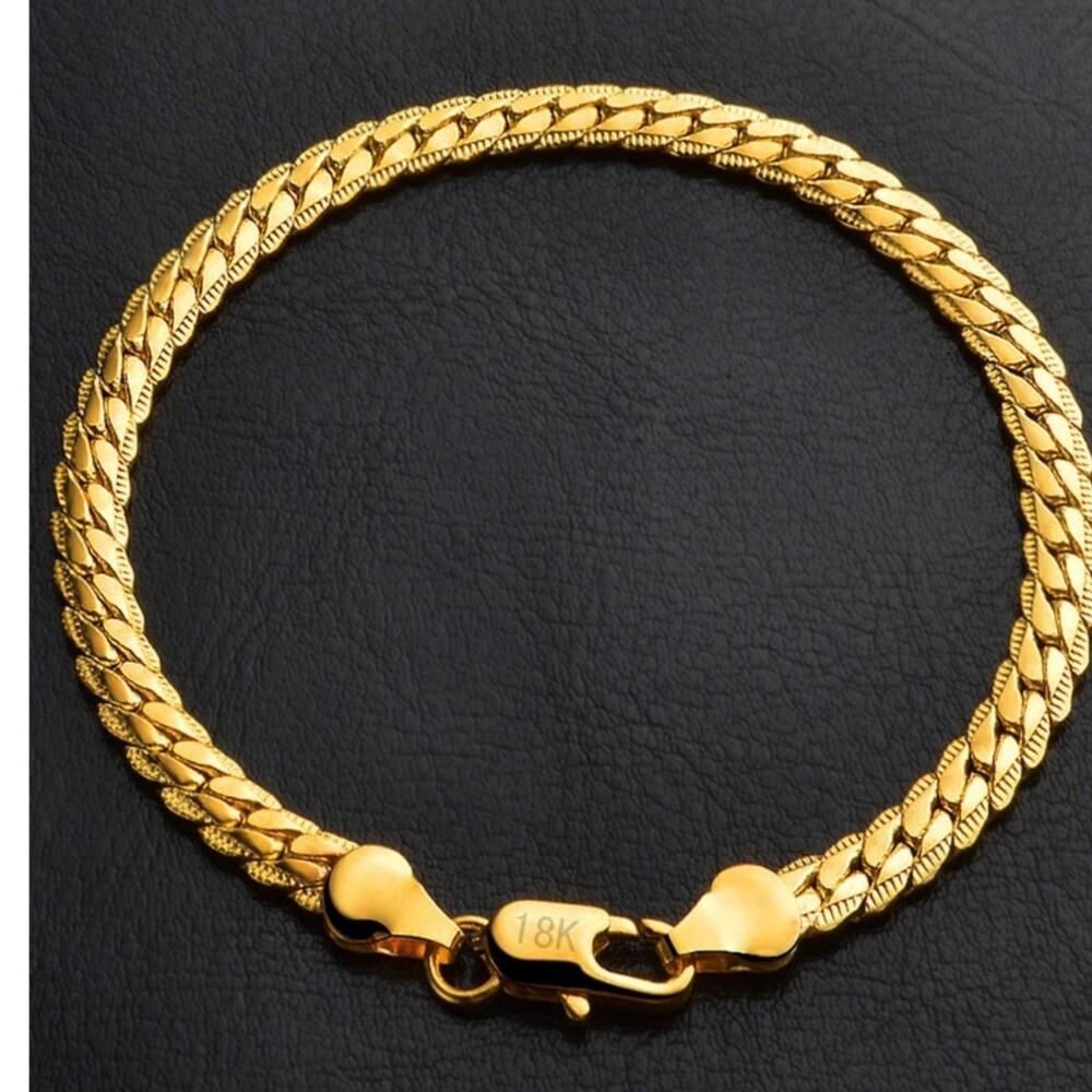 18k Logo Gold Plated 5MM 20cm chain bracelet Unisex